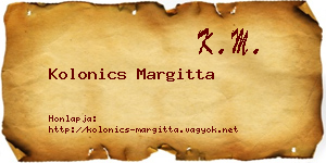 Kolonics Margitta névjegykártya